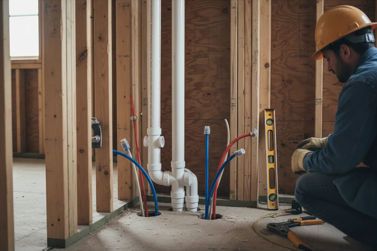 Drain and supply rough-in during Leak Detection in Sextons Creek